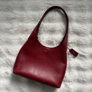 Coach Brooklyn 28 Dark Ruby Leather Shoulder Bag Brass Hobo Tote